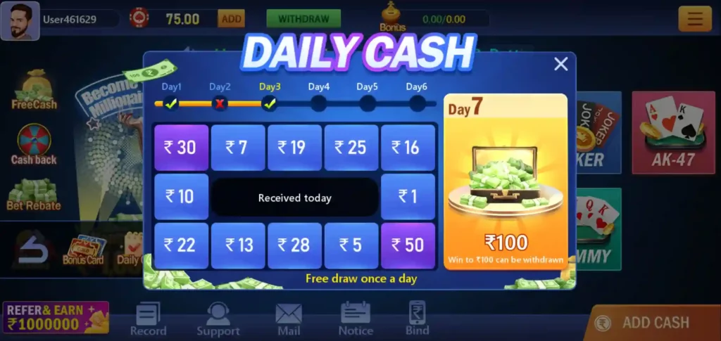 teen patti casino Daily Cash Program